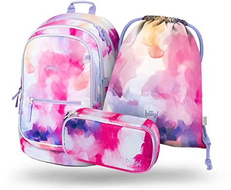 Baagl Schulrucksack Set Mädchen 3 Teilig Ergonomischer Ranzen - Painting