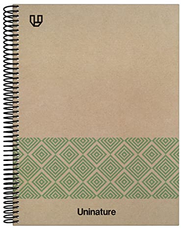 Unipapel | Notizbuch A4, Hartcover, 100% recyceltes Karton und Kraftpapier, 80 Blatt, 90 g, Grün, 100% FSC-recycelt