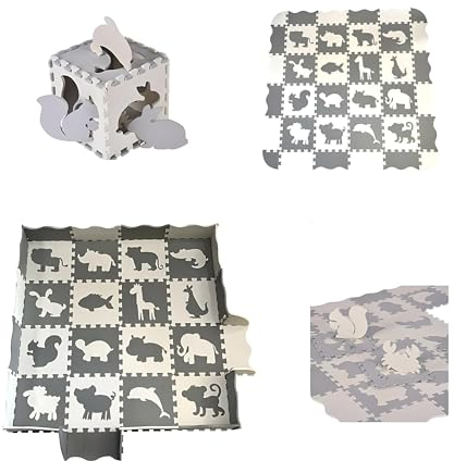 ASENME Tapis Puzzle pour Enfants (Gris et Blanc)