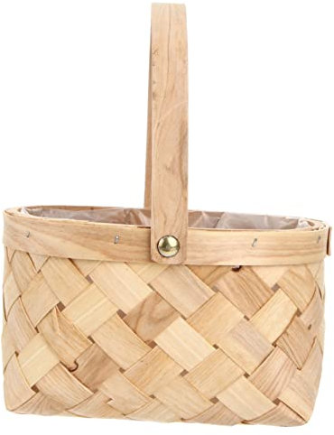 Cabilock Panier En Bois Tressé De Taille Moyenne Avec Poignées Panier De Rangement En Rotin Polyvalent Fait À La Main Pour La Décoration Intérieure