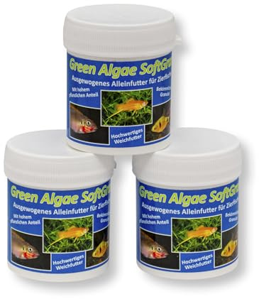 Green Algae SoftGran, Alleinfutter für Zierfische, pflanzliches Soft Granulat mit Algen, Fischfutter, Hauptfutter, 3x40g