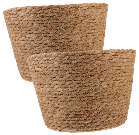 INOOMP 2 Stück Geflochtene Pflanzenkörbe aus Stroh mit Klassischem Design Leicht und Dekorativ für Schlafzimmer und Hotel Pflanzkörbe für Drinnen