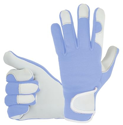 COLOURLINX Guanti da giardinaggio in pelle per donne, donne, ragazze, adulti, a prova di spine, per lavori di sicurezza in giardino, di alta qualità, protezione traspirante e durevole (celeste, Xs)