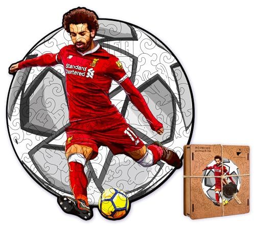 Holzpuzzle Kinder Jugendliche Erwachsene Fußball Puzzle Motiv Konzentration Motorik Nachhaltig Umweltfreundlich Birkenholz Lasergeschnitten Geschenk Entspannung Sportpuzzle (Fußball Star M S)