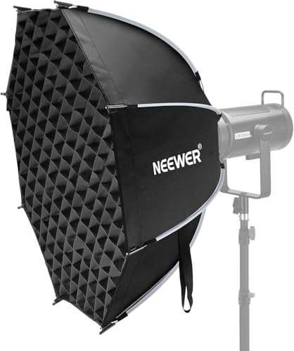 Neewer 35.4'' Octagonal Softbox, Quick Release Parabolic Soft Box with Bowens Mount, Diffusers, Grid, Bag Compatible with Aputure 120d Compatible with Godox SL60w Q4 AS600B CB300B Q300, NS92P