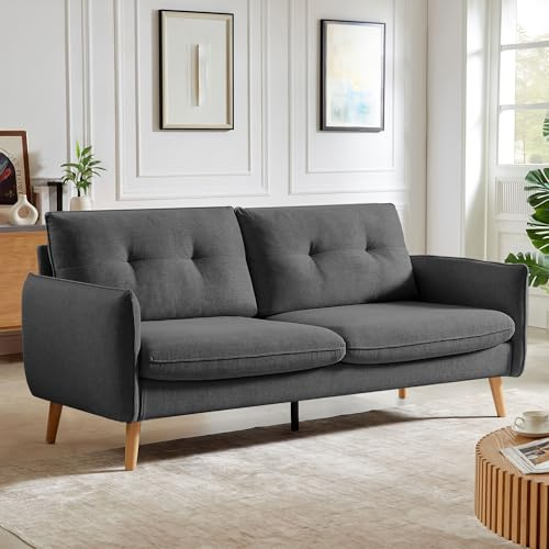 Sicaan Skandinavisches 3-Sitzer-Sofa CHLOÉ aus dunkelgrauem Stoff