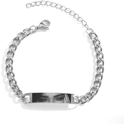 Benutzerdefiniertes Augen-Foto Armband Einzigartige, Personalisierte Paar-Armbänder Graviertes Auge des Liebenden, Edelstahl Silber, Valentinstagsschmuck Geschenk für Männer Frauen Ehemann Ehefrau