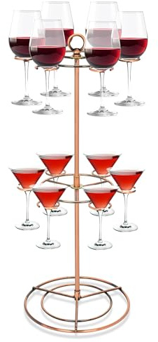 awagas Cocktail Tree Stand for 12 Glasses, 2-Tier Champagne Tower Stand | Metal Bronze, Wine Glass Display Holder, Aperol Tower, Bar Drink Tower, for Champagne Cocktails Martini at Party Wedding Pub