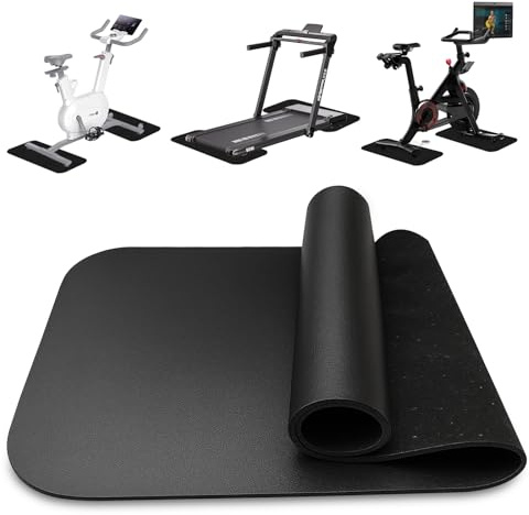 Lot de 2 tapis de protection de sol pour appareils de fitness et vélos d'appartement, antidérapants, double tapis de protection du sol, équipement de fitness, pour équipement de sport, maison, gym