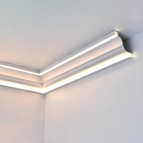Genérico Moldura de Techo LED para Pasillo, Perfil de zócalo para Tira LED, Canal de Aluminio para Montaje en Superficie (15,5 m/50,9 pies)