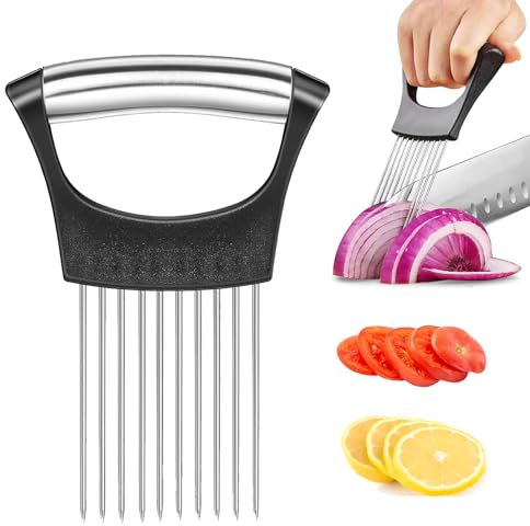 Rebanador de Cebolla de Acero Inoxidable Soporte Para Cebollas Herramienta Auxiliar Para Cortar Patatas Herramienta Ideal Para Cortar Verduras Adecuado Para Herramientas de Cocina
