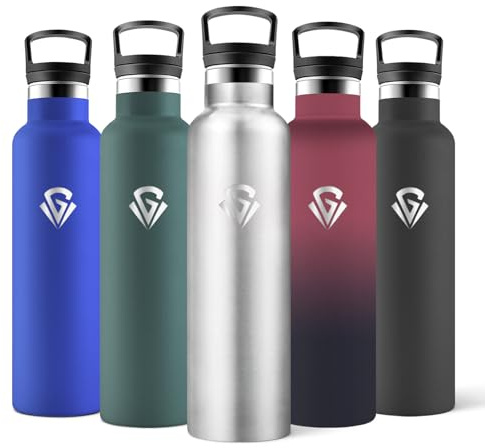Motswedi Botella Termica Agua Acero Inoxidable, 750ml Libre de BPA, 2 Tapas Incluidas (Con Pajita), 304 Acero Inoxidable, Botellas para Oficina, Gimnasio, Salidas diarias - Gris Acero