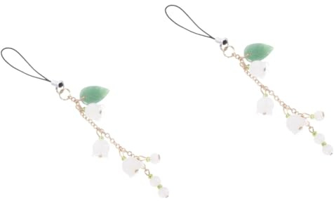NUOBESTY 2 Stück Blumenförmiger Handy Charm Lanyard Eleganter Handy Anhänger aus Jade für Handtaschen Zubehör für Handyhüllen Leicht Praktisch Geschenkidee für Freunde Familie
