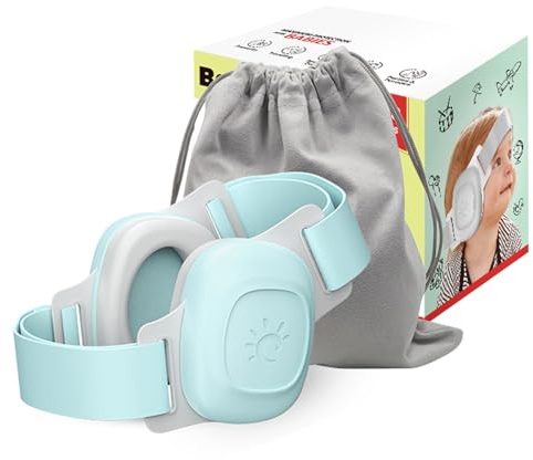 jianyana Paraorecchie per bambini (0-48 mesi), riduzione del rumore e comfort regolabile, materiale ABS/PU, protegge l'udito di neonati e bambini (rosa/nero)