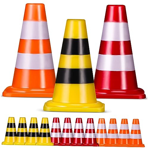 OSALADI Mini Coni Stradali Educativi per Ragazzo Ragazza, Set 15 Pezzi di Segnali Stradali in Plastica Durevole, Giocattoli per La Prima Infanzia per attività Creative e Giochi Interni Ed Esterni