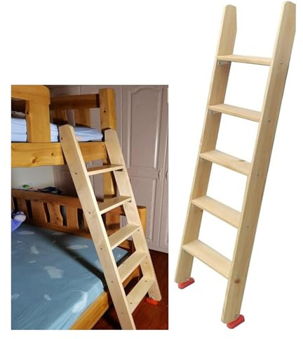 LSSHQ Scala A Pioli in Legno Per Soppalco Letto A Castello Soffitta Solo Scala di Ricambio, Staffe A Gancio E Poggiapiedi Antiscivolo Scala per Soppalco(225cm/88.5in)