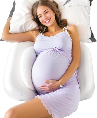 GOENDR Pregnancy Pillows for Sleeping, Upgraded Memory Foam Maternity Pillow for Pregnant Women, Pregnancy Wedge Pillow with Removable, Washable Cover, Support for Belly, Back, HIPS
