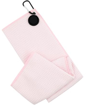 MotiveTech Golfhandtuch, Golfballreiniger, Großes, Tragbares Sporthandtuch mit Karabinerhaken, Mikrofaser Reinigungstuch mit Waffelmuster für, Rosa