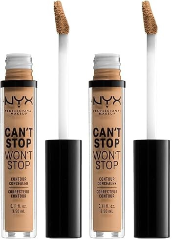 NYX Professional Makeup Can't Stop Won't Stop Contour Concealer - wasserfester flüssiger Abdeckstift, Kaschieren & Highlighten, 3, 5 ml, Soft Beige 7.5 (Packung mit 2)