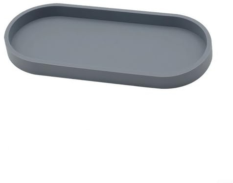 Silikon Badezimmer Ablage für Waschbecken, Vielseitige Aufbewahrungsplatte als Seifenspender Unterlage und Schwammhalter, Spülmaschinenfestes Organizer Tablett aus Silikon,(Grey)