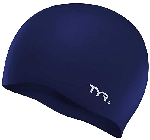 TYR Silicone Wrinkle-Free Youth Swim Cap for Kids, Young Athletes, and Smaller Sizes - Training, Recreational, Competition Swim Hat with a Durable Silicone Construction - Precision Fit - Navy
