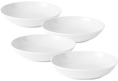 Royal Doulton Pasta Bowls, Stoneware, Designed to Mix & Match, Gordon Ramsay Maze Pasta Bowl 24cm 9.4in White, Set of 4