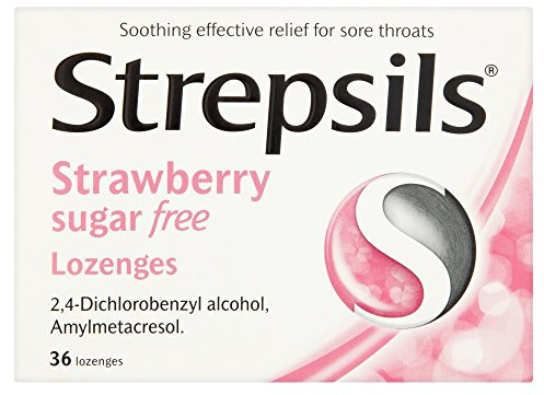 Strepsils Sore Throat Lozenges, Strawberry, 36 Total, Sore Throat Relief, Soothing Relief, Numbs Throat, Throat Infection Relief, Dual Antiseptic Action, Sore Throat, Medication