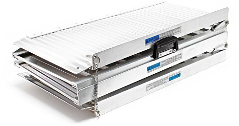 Wiltec Rollstuhlrampe doppelt faltbar 303cm 270kg, Mobile Auffahrschiene als Rollirampe, Aluminium Kofferrampe