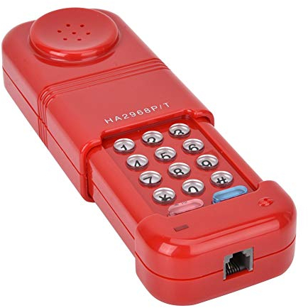 1002 Telefonleitungstester, Telefon-Glasfaser-Werkzeug Prüftelefon mit Audio-Impulskonvertierung/Wahlwiederholungsfunktion, für technische Tests, Rot/Weiß(rot)