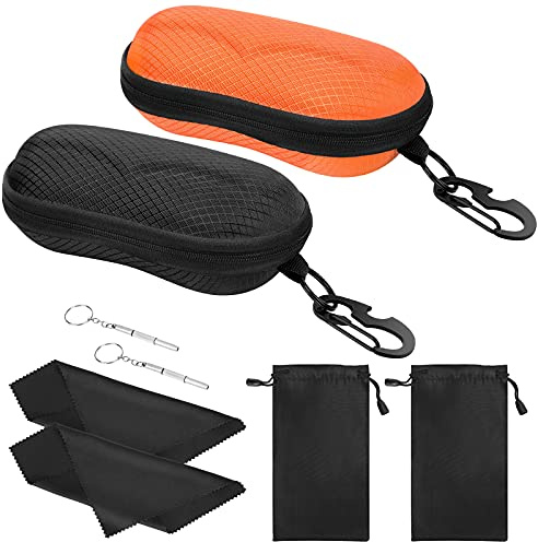 MoKo Brillenetui, Universal Halbhart Brillen Case mit Metallhaken Mini Schraubendreher Tragbare Kratzfeste Brillenorganizer