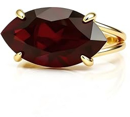 Bague De Grenat En Or 14k - Bague De Grenat Taille Marquise - Bijoux En Pierres Précieuses Pour La Mode, Les Fiançailles, Les Pierres De Naissance, Les Cadeaux D'anniversaire Pour Les Femmes