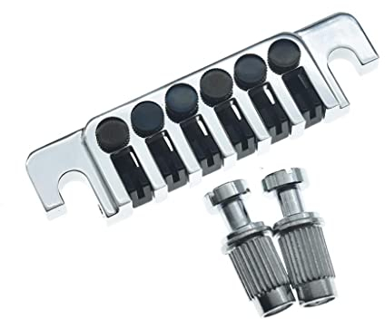 KAISH E-Gitarre TP-6 Style LP Bridge Stop Bar Vintage 70er Steg Saitenhalter mit Feinstimmer/Nieten für LP Les Paul/SG/ES E-Gitarren Chrom