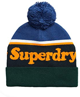 Superdry Vintage Classic Logo Beanie, Béret Femme, Azul Marino crepúsculo/Naranja Jaffa,