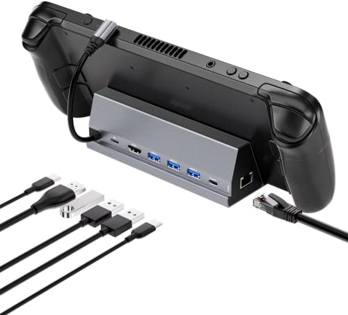 2BSON 7-in-1 Docking Station dor Steam Deck,Steam Deck Dock with HDMI 4K@60Hz, 2 USB-A 3.0, USB-C 3.0,Gigabit Ethernet, Full Speed Charging USB-C Port