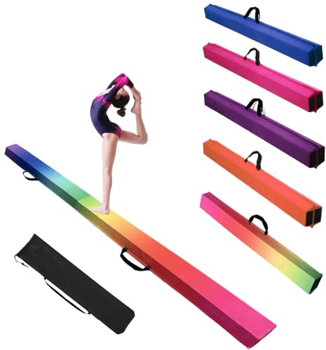 Alondy Gymnastik Faltender Schwebebalken, Balance Balken, Balance Fitness Ausrüstung für Kinder, Training Turnen Übung (275 cm, Regenbogen)