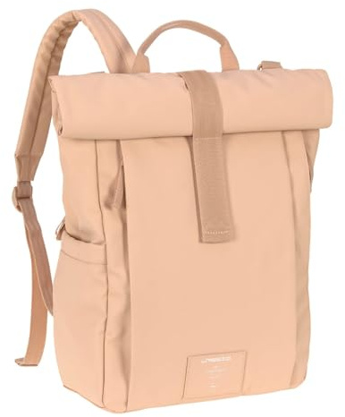LÄSSIG Baby Wickelrucksack Wickeltasche Rucksack mit Wickelunterlage, Kinderwagenbefestigung, Flaschenhalter nachhaltig produziert/GRE Rolltop Up Backpack