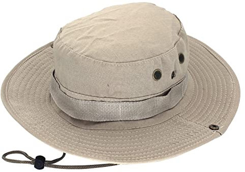 JIHUOO Bucket Sonnenhut UV-Schutz Fischerhut Sonnenschutz Outdoor Hut Atmungsaktiv Wanderhut Faltbar Sommerhut mit Schnur Helles Khaki