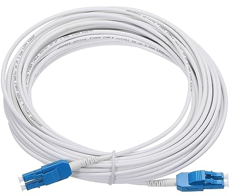 sourcing map 1Pcs 49.2Ft Single Mode Uniboot Duplex OS2 Armored Fiber Optic Patch Cable LSZH LC/UPC-LC/UPC Jumper Optical White for Fiber Optic LAN Networks