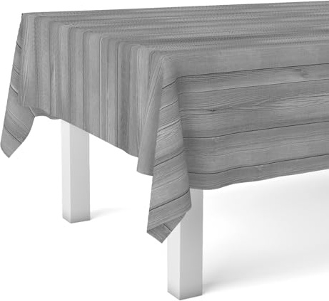 Martina Home Tovaglia in tela cerata Wood, 140 x 140 cm, colore: grigio