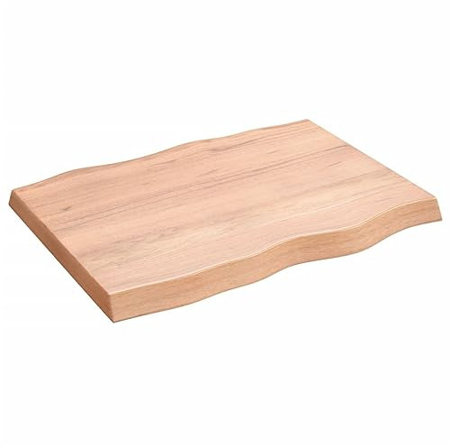 Homgoday Tischplatte aus behandeltem Holz, Eiche, Naturrand, 80 x 60 x 6 cm, Tischplatte für Restaurant, Esszimmer, Wohnzimmer, Büro, Möbel, Arbeitsplatte, Tischplatte