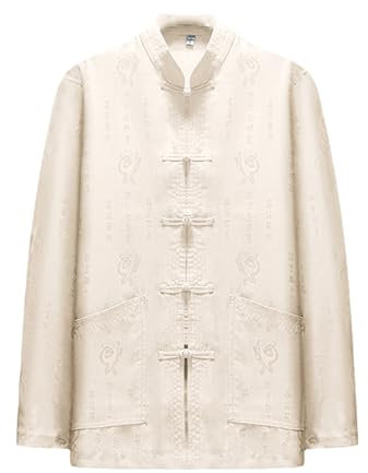 PTATT Tai Chi Kleidung Wing Chun Kung Fu Kleidung Langarm Tang Hemd Meditationsanzug Traditionell Beige 1-L