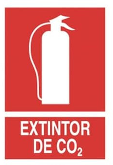 Señal de socorro pictograma y texto Extintor de CO2 luminiscente COFAN