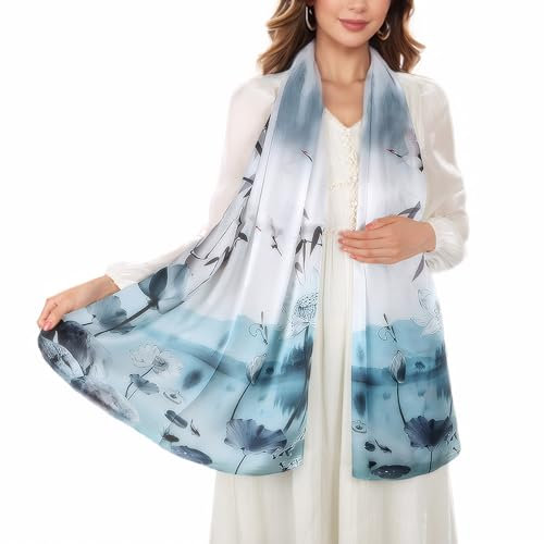 KALOEY Seidenschals Damen 100% Seide, Weich & Komfortabel Seidentuch Multifunktion Silk Ccarf Halstuch Tuch Damen Geschenke- 55 * 173cm