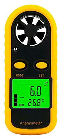 QXSJEDYCH Anemometro Digitale 0-30 m/s Misuratore di velocità del Vento dell'Aria Tester di Temperatura Anemometro con Display LCD retroilluminato Anemometro