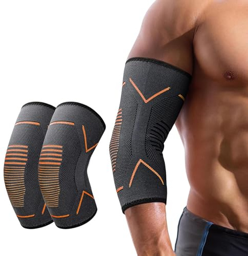 SSKHE Armbågsbandage för män och kvinnor, 2 förpackningar med armbågsstöd för tendinit, golfare, armbågsarmbåge, artrit, basket, tyngdlyftning, gym