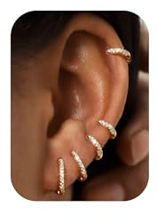 FIOROYAL 5Paar Kleine Gold Silver Creolen für Damen Herren Mädchen Hypoallergen Mini Creolen Ohrringe Set Gold/Silver Helix Piercings Knorpel Ohrringe für Empfindliche Ohren 6/7/8/9/10MM GCZ