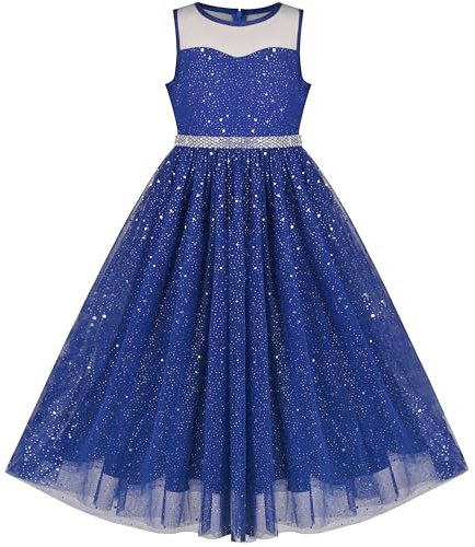 Sunny Fashion Robe Fille Fleur Dentelle Haut Dégradé Bordeaux Jupe sans Manches 6-14 Ans