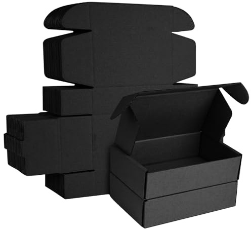 Schwarze Kraft-Geschenkschachteln, 20 Stück, kleine Geschenkschachteln mit Deckel, kleine Pappschachteln, Kraftpapier, quadratische Geschenkschachteln für Hochzeit, Geburtstag, DIY, handgefertigter