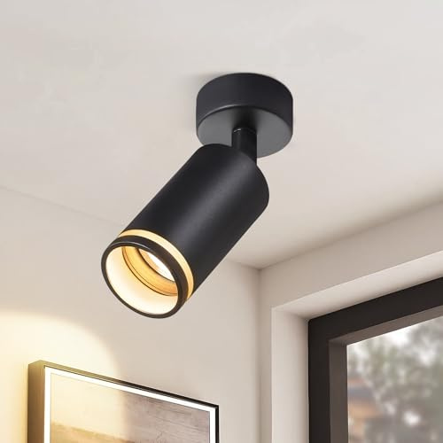 Deckenstrahler 1 Flammig Deckenlampe Schwarz GU10 Strahler für Wohnzimmer | Deckenleuchte Schwenkbar Metall Spotleuchte für Schlafzimmer Küche Wohnzimmer Flur Modern, Ohne Leuchtmittel