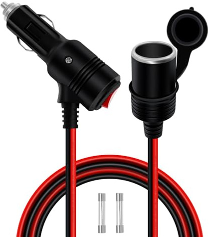 HuaLiSiJi Zigarettenanzünder mit Schalter Zigarettenanzünder Verlängerung mit Schalter 14AWG KFZ Ladegerät Verlängerungskabel 12V 24V für PKW, LKW, Wohnmobile (1.8m)